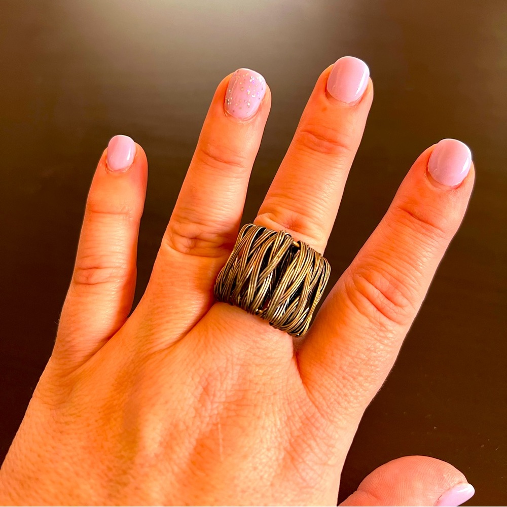 Urban outfitters adjustable ring dark silver wire.
